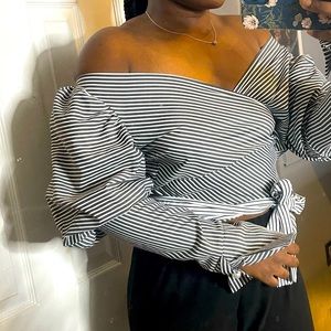 Off the shoulder stripped blouse